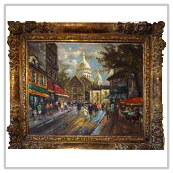 Huile-sur-toile-«-vue-de-Paris-»-20-eme